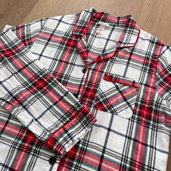 Wondershop Target Pajama Shirt Women Medium Flannel Plaid White Tartan Sleepwear - Picture 4 of 13